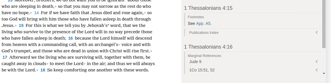 Traduction du Monde Nouveau 1 Thessaloniciens 4:15 Traduction du Monde Nouveau 1 Thessaloniciens 4:15